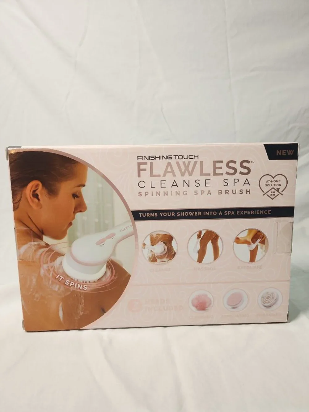 Finishing Touch Flawless Cleanse Spa Spinning Spa Brush 3 Heads Water Resistant